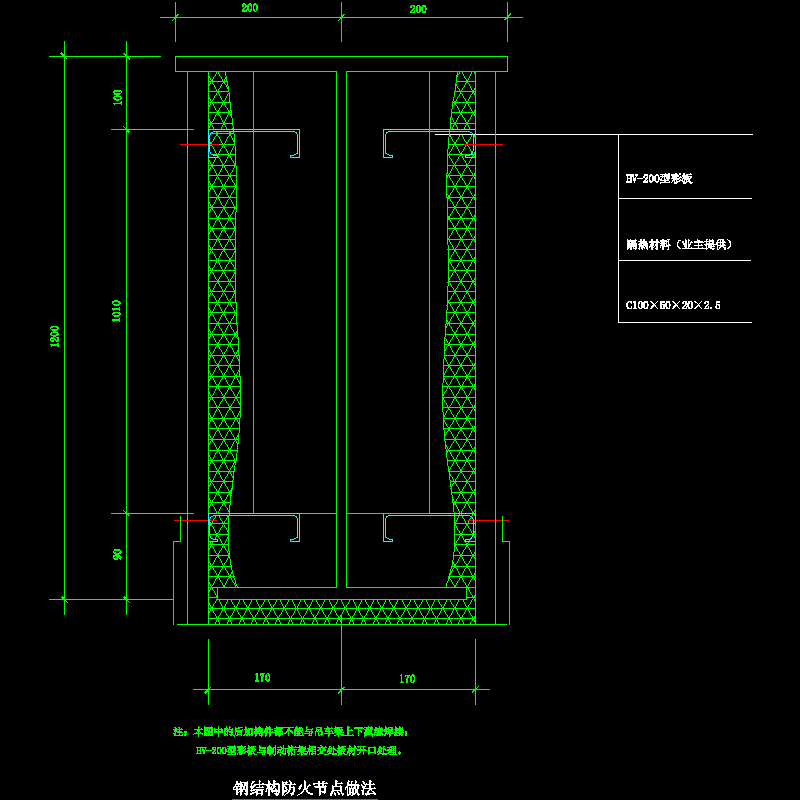 钢结构防火做法节点构造CAD详图纸 - 1