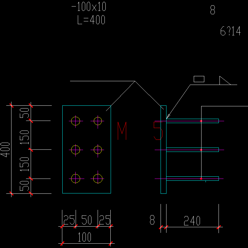 管道预埋铁节点构造CAD详图纸（1） - 1