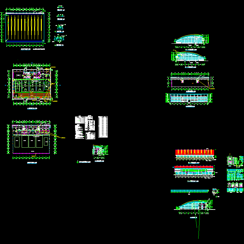大学新区风雨操场建筑施工CAD图纸 - 1