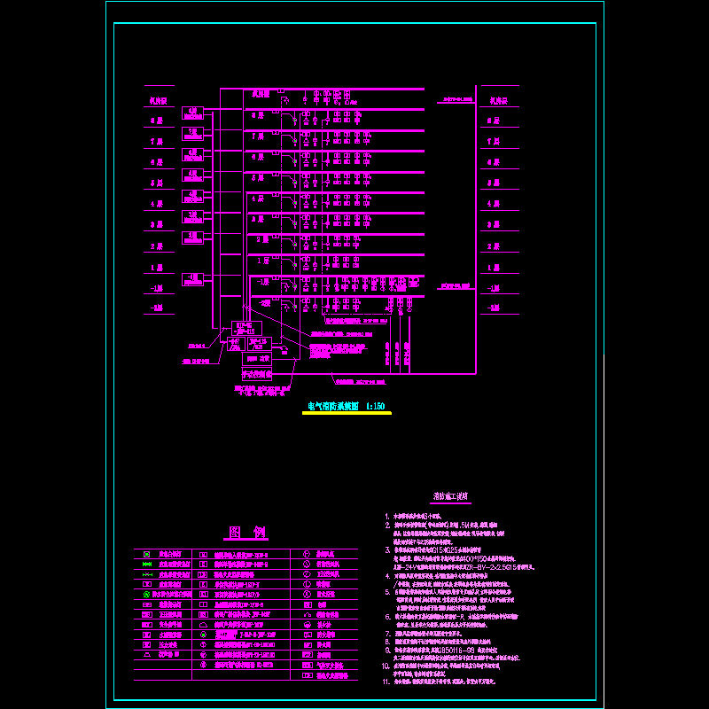办公楼电气消防系统CAD图纸 - 1