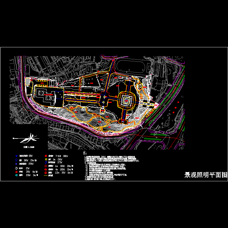 烈士陵园照明CAD图纸 - 1