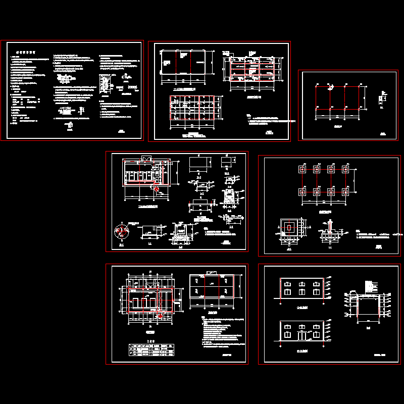 空压机房建筑结构CAD施工图纸 - 1