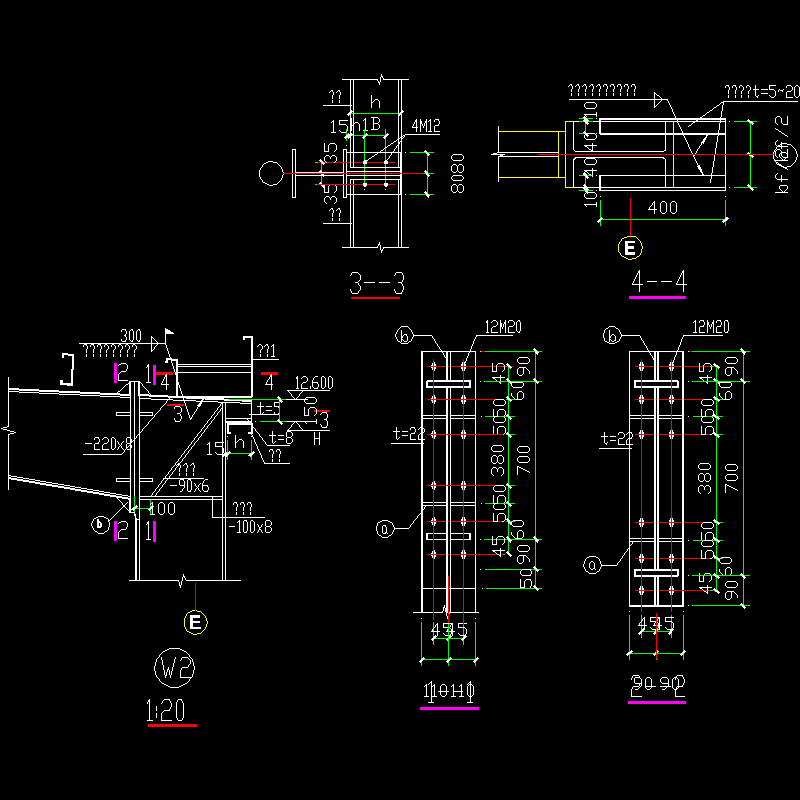 腹板连续节点构造CAD详图纸（一） - 1