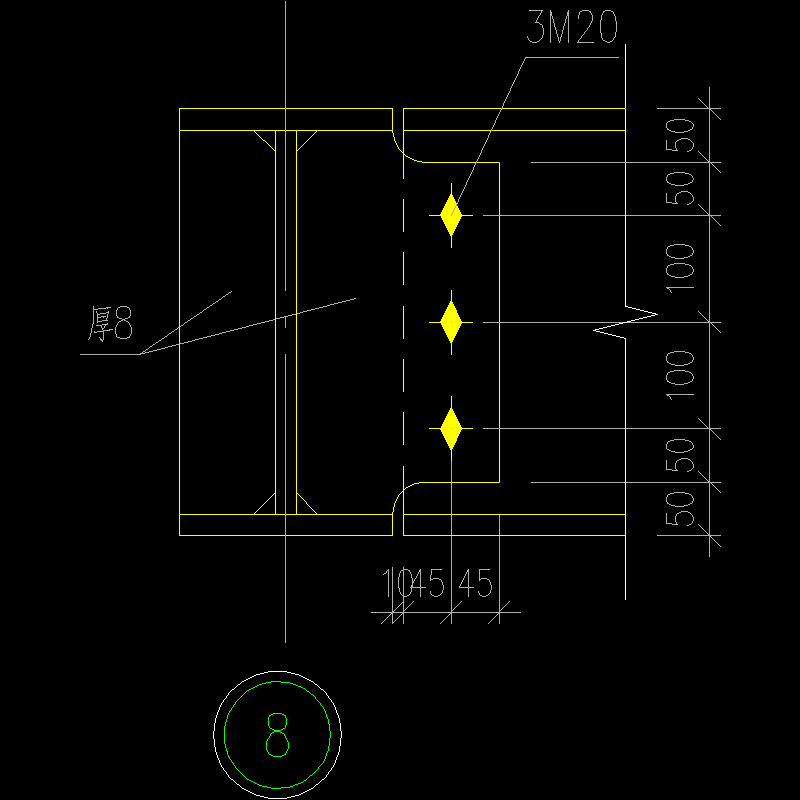 400梁梁连接节点构造CAD详图纸（等高） - 1