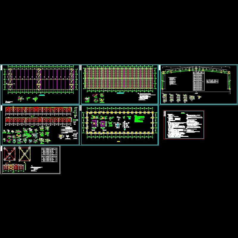 30m跨单层轻钢结构厂房结构设计CAD图纸 - 1