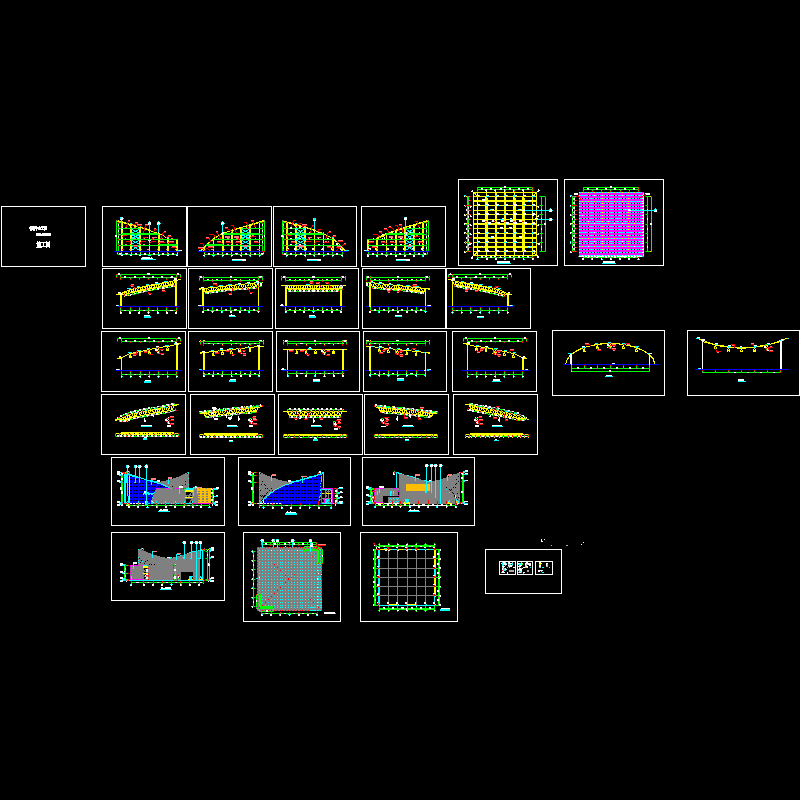 体育中心钢框架幕墙结构CAD施工大样图 - 1