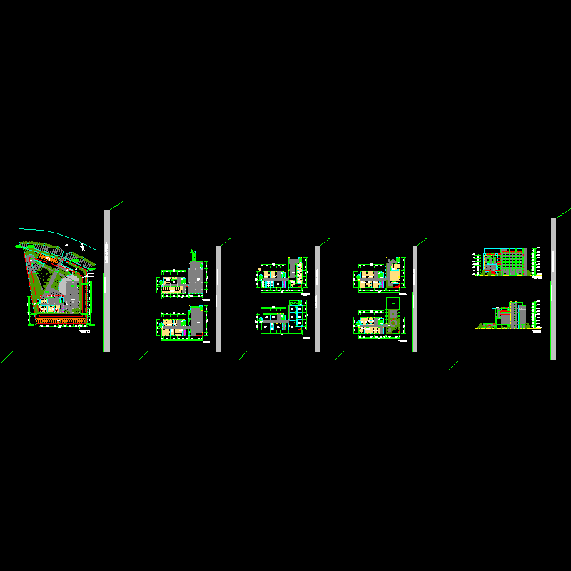 现代风格文化馆建筑施工方案图纸设计（CAD） - 1