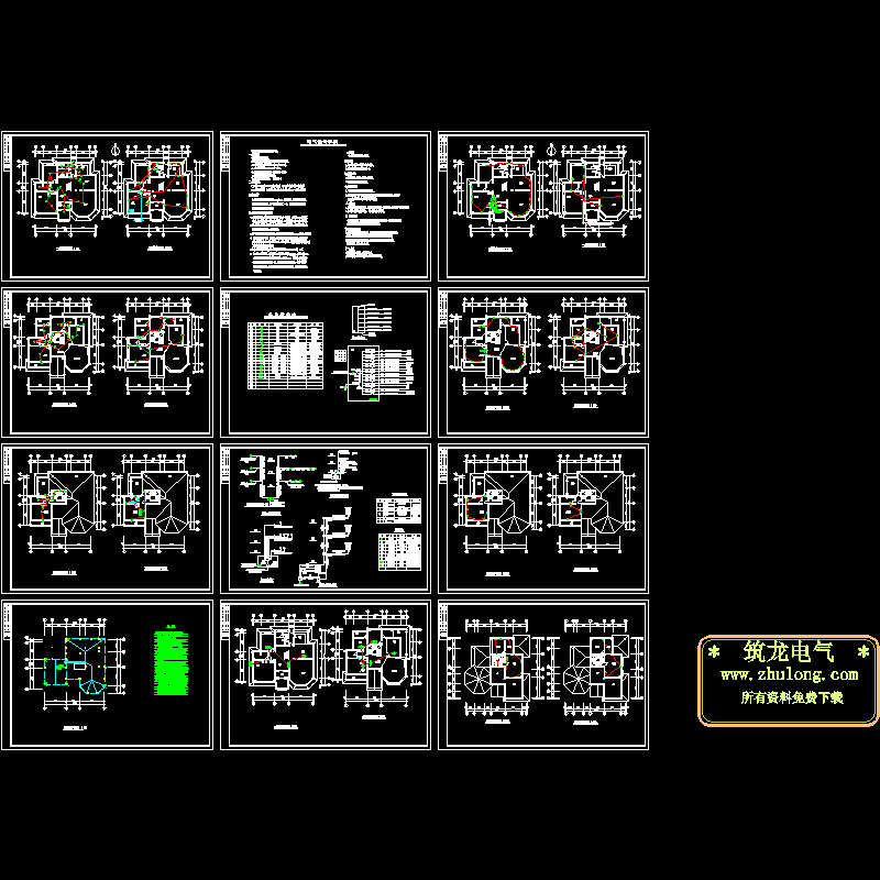 3层别墅电气成套CAD施工图纸.rar - 1
