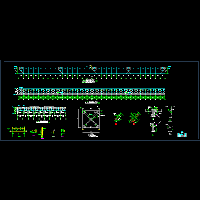 钢结构厂房柱间支撑节点CAD详图纸 - 1