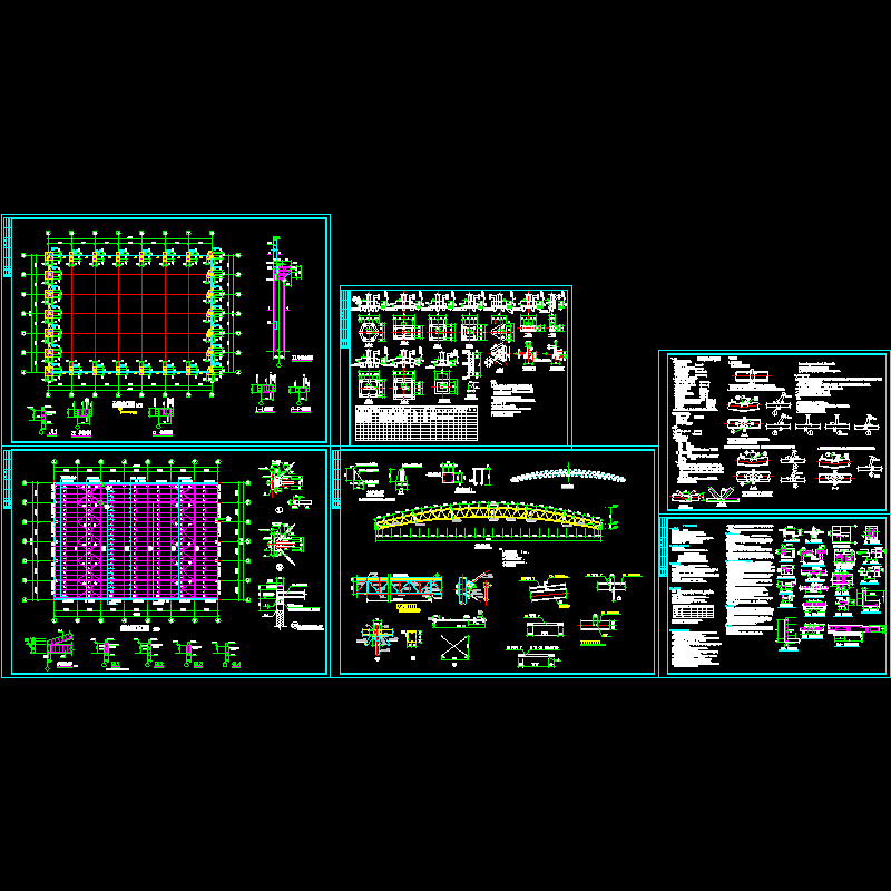 圆钢管厂房结构设计CAD施工大样图 - 1