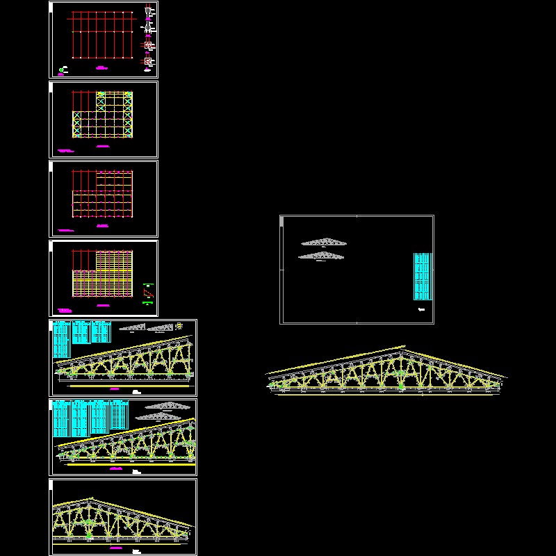 35米轻钢厂房屋架结构设计CAD图纸 - 1