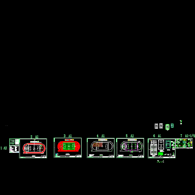 大学300米风雨操场及运动场CAD施工图纸 - 1