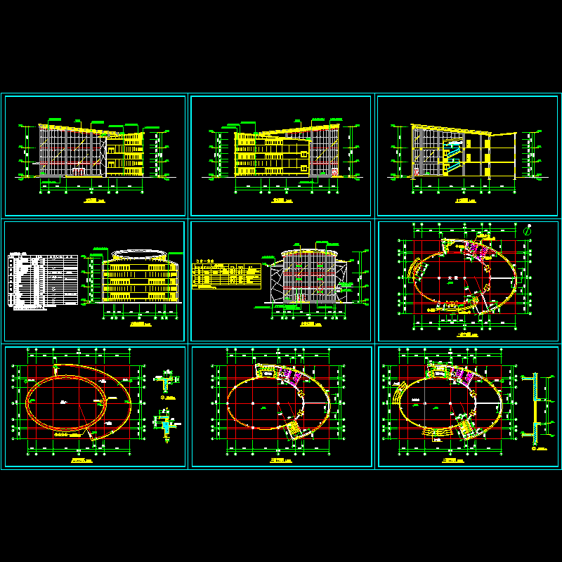 3层圆筒状高级会所建筑方案设计CAD初设图纸 - 1