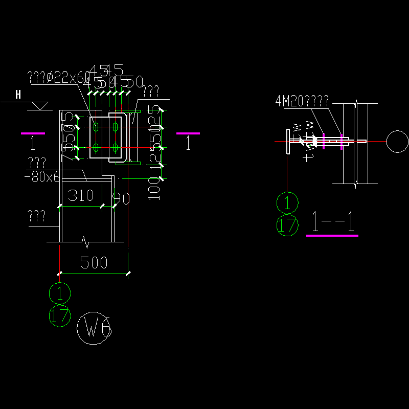 抗风柱与梁连接示意节点构造CAD详图纸 - 1