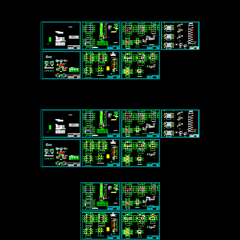 8层消防训练塔框架结构设计CAD施工图纸 - 1