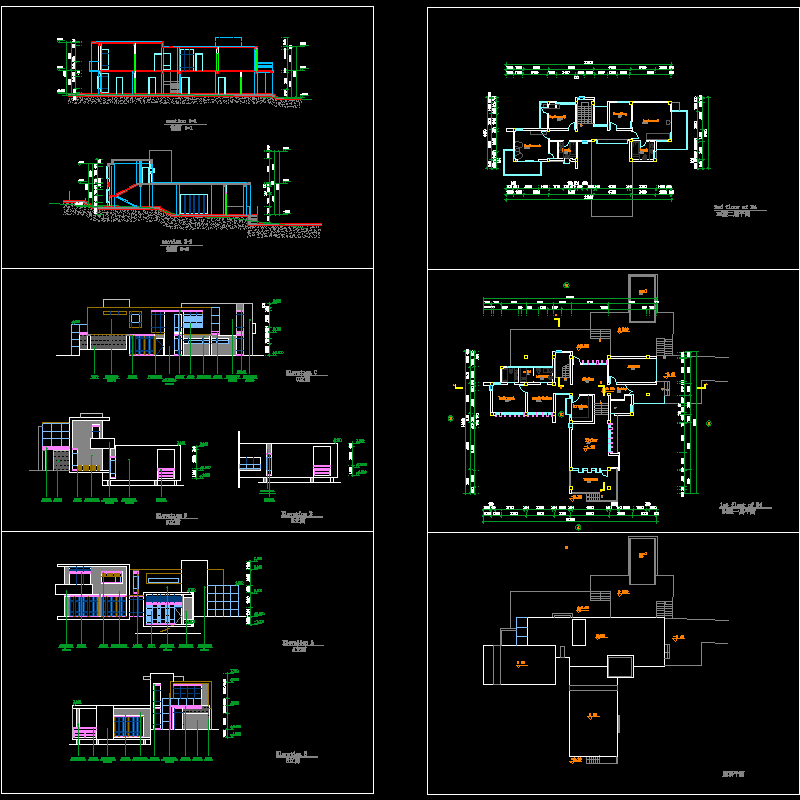2层现代山地别墅建筑方案设计CAD初设图纸（模型效果CAD初设图纸） - 1