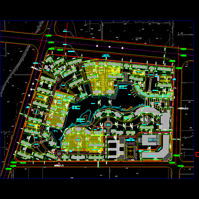 一张现代居住区平面CAD施工图纸 - 1