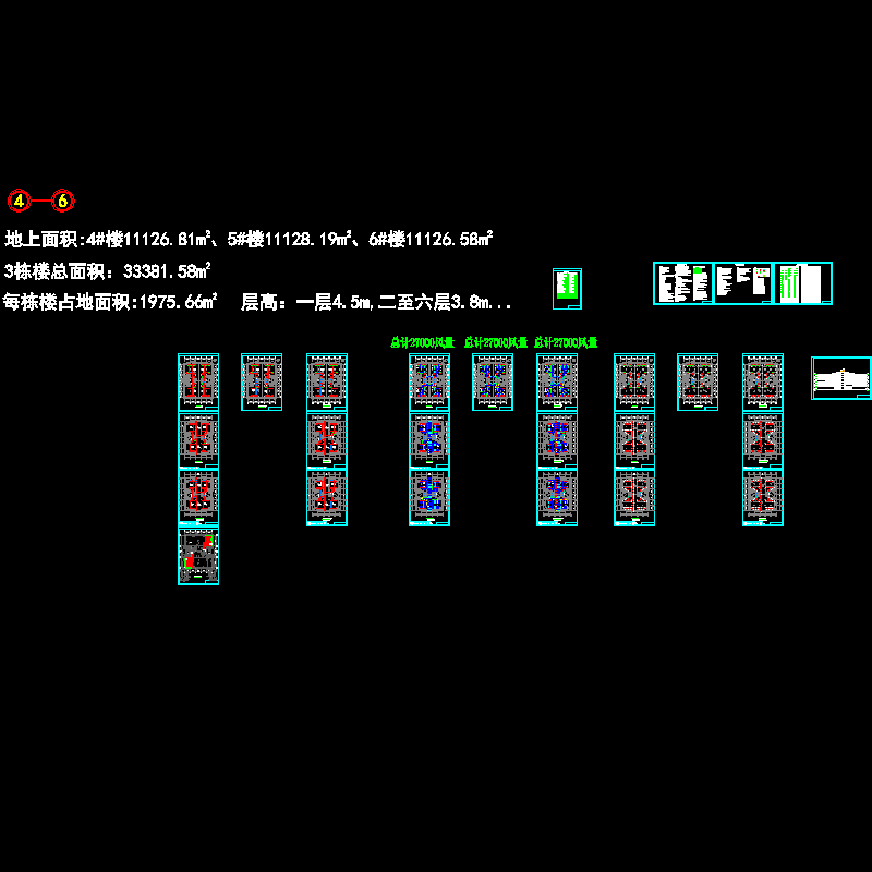 商业办公建筑空调新风系统设计CAD施工图纸（负荷计算多联机系统） - 1