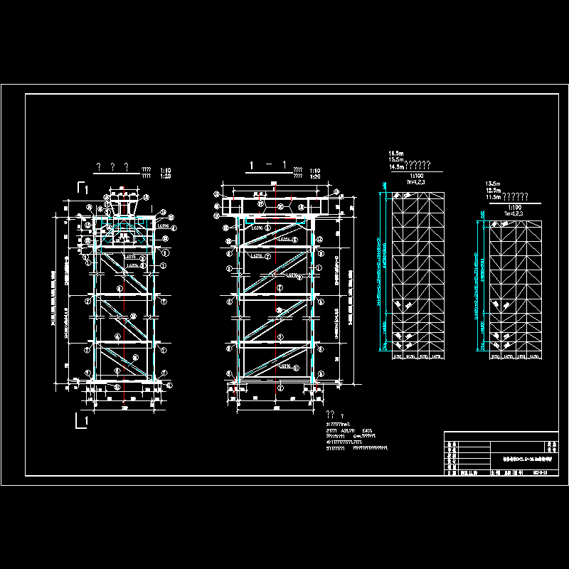 钢格构柱H=11.5～16.5m结构节点构造CAD详图纸 - 1