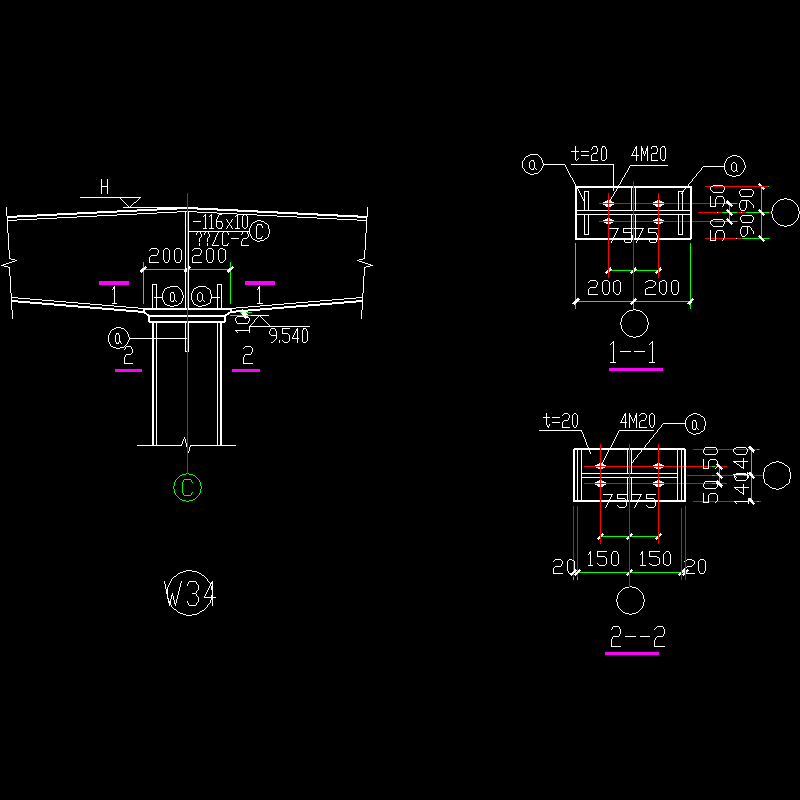 中梁柱节点构造CAD详图纸 - 1