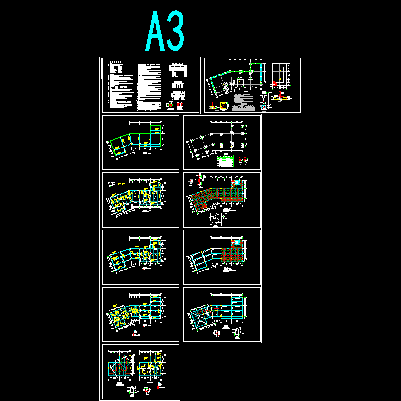 3层框架办公楼结构CAD施工图纸 - 1