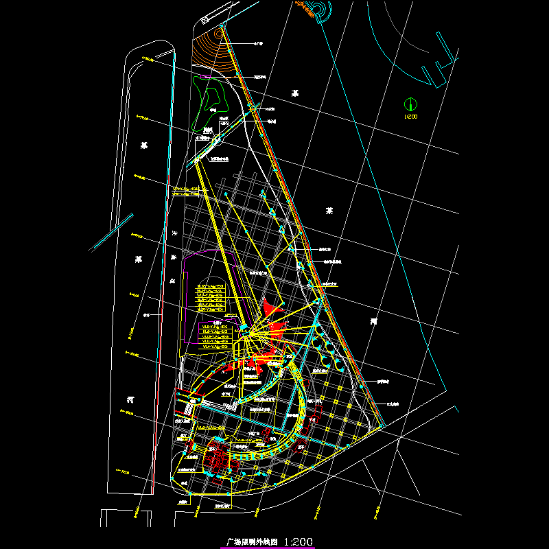 广场照明外线CAD图纸 - 1