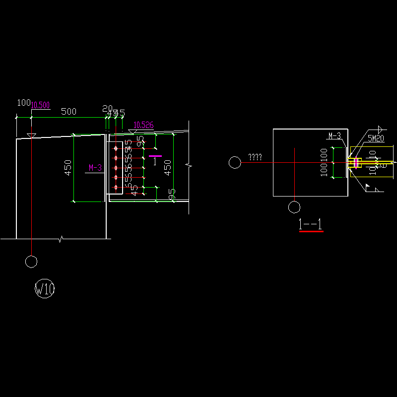 钢梁与混凝土柱节点构造CAD详图纸 - 1