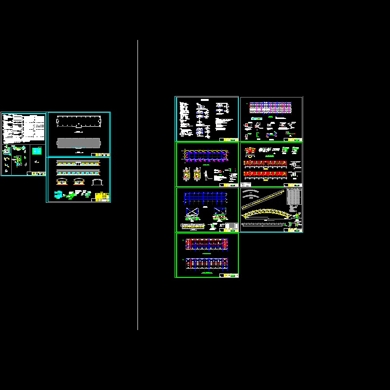 钢管钢桁架厂房结构CAD施工图纸 - 1