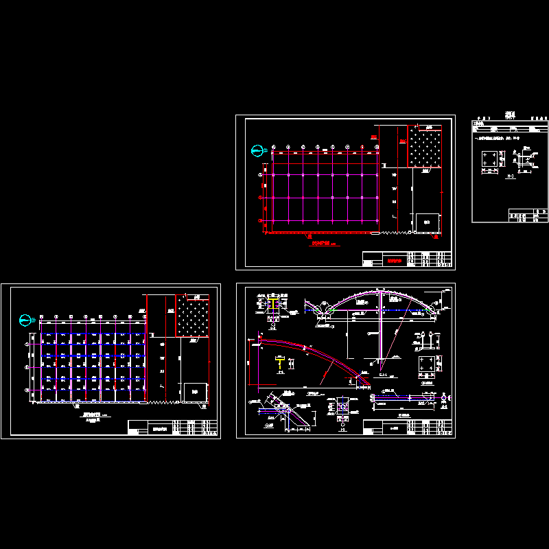 自行车棚钢管结构设计CAD施工图纸 - 1