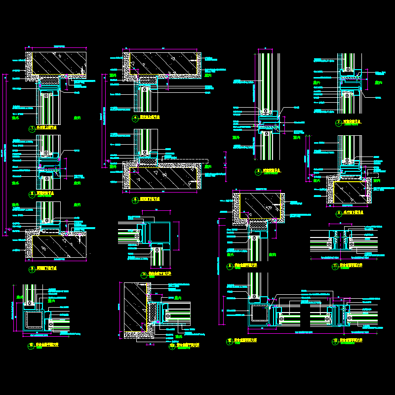 铝合金窗节点构造CAD详图纸 - 1
