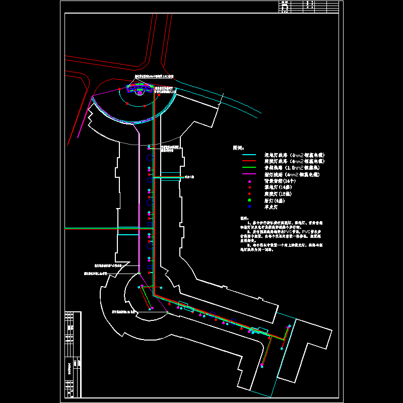 步行街景观照明设计CAD图纸 - 1