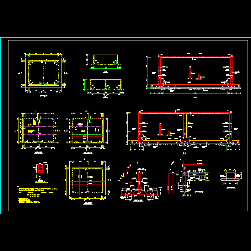 下水池结构设计CAD图纸 - 1