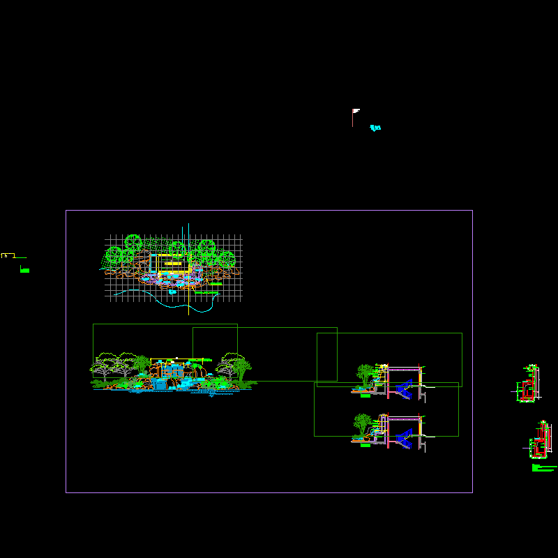 假山瀑布建筑结构CAD施工图纸 - 1