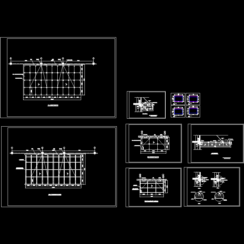 8m点式雨蓬钢结构施工方案大样图（CAD） - 1