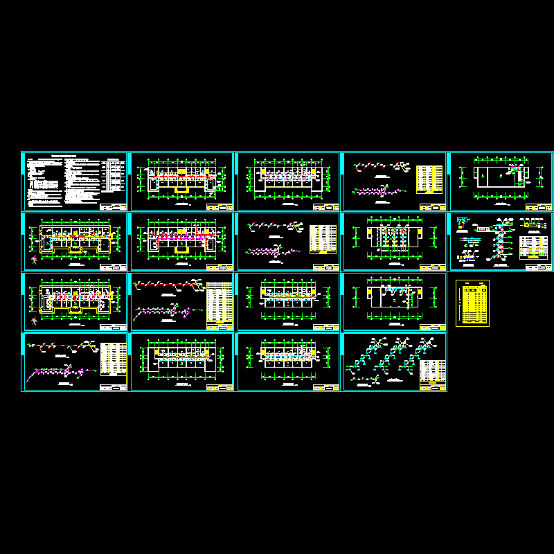 5层办公楼风冷热泵空调系统CAD施工图纸 - 1