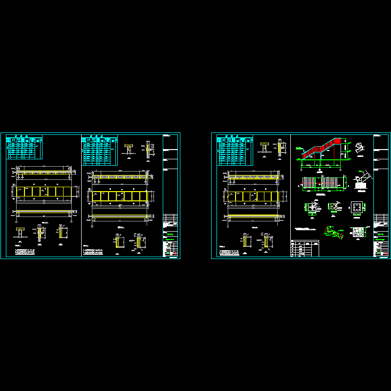 吊车梁及钢楼梯节点构造CAD详图纸 - 1