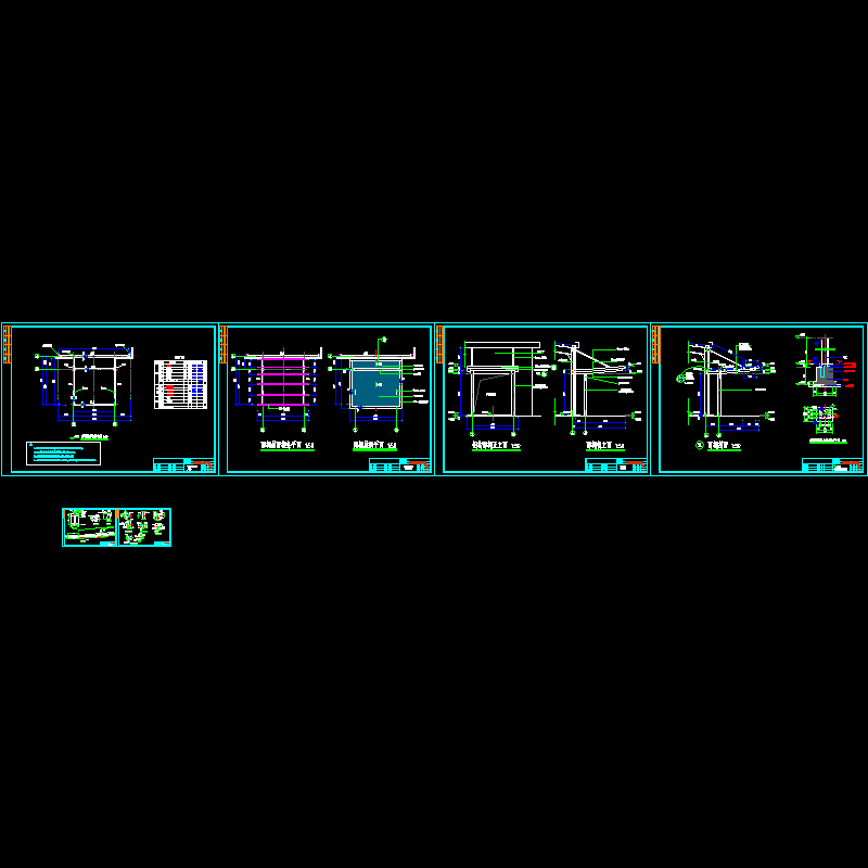 钢结构雨篷结构CAD施工图纸（吊拉式雨棚） - 1