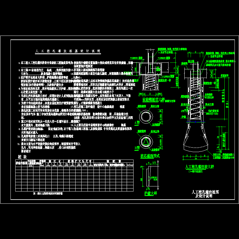 人工挖孔灌注桩CAD图纸及设计说明 - 1
