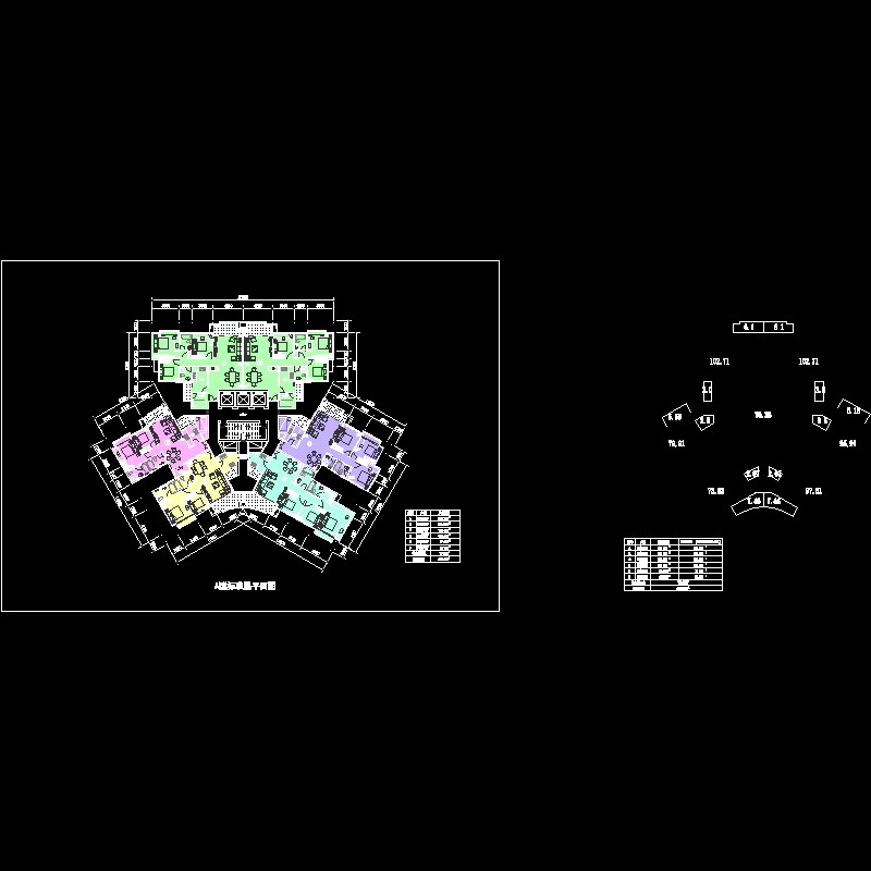 塔式多层一梯六户户型图纸.dwg - 1