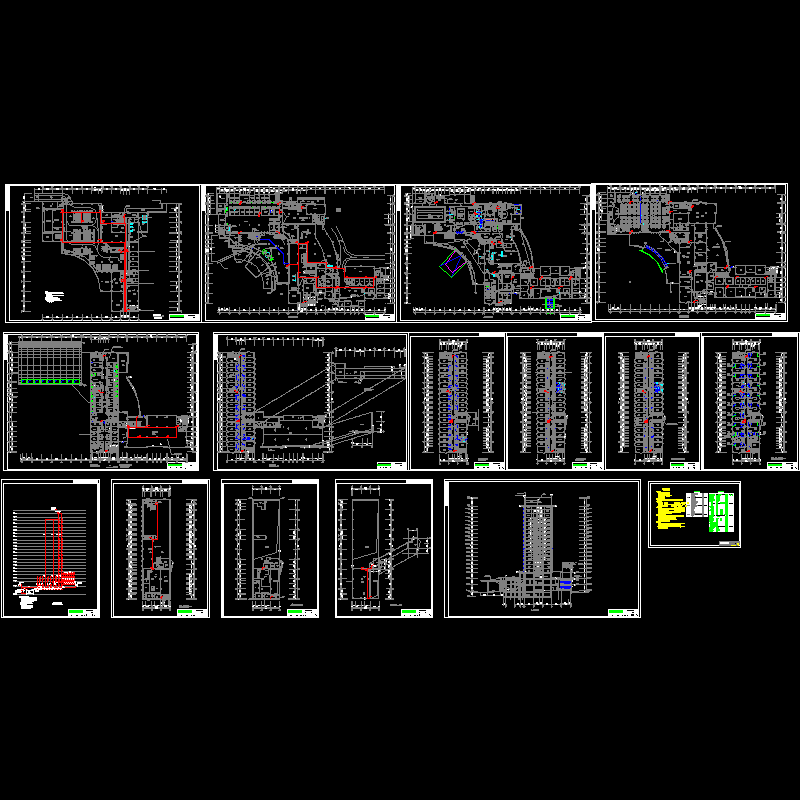 酒店室内各层消防平面CAD图纸 - 1