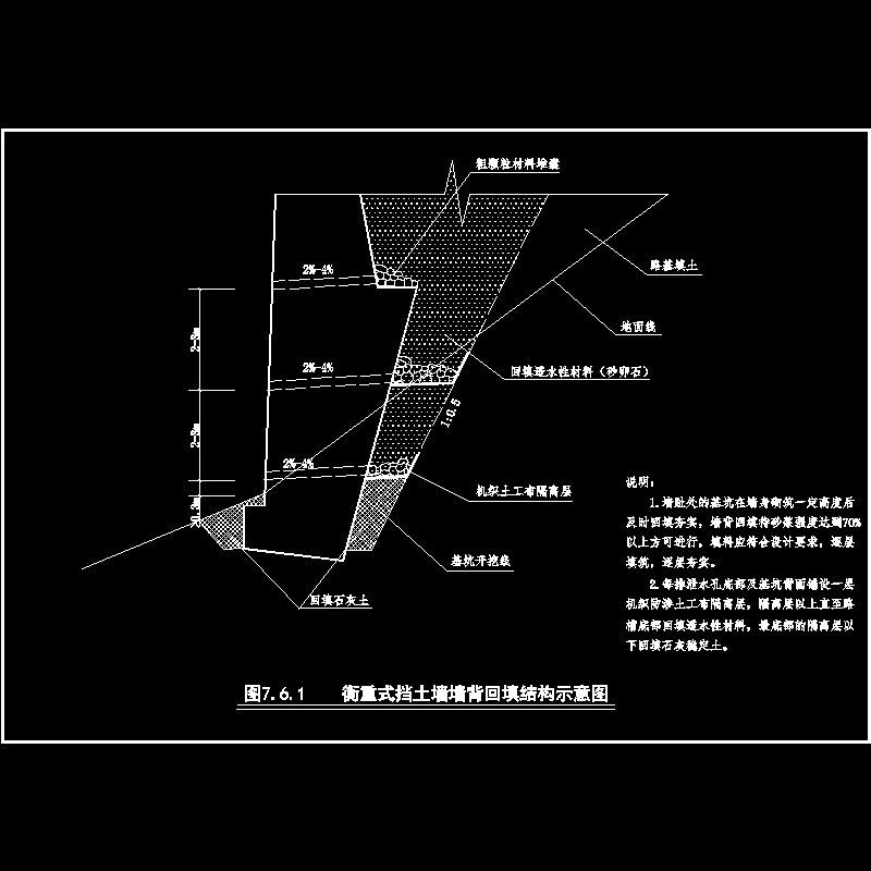 衡重式挡土墙墙背回填方法示意图.dwg