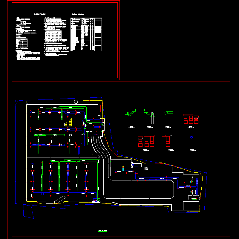 地下室通、排风系统平面CAD图纸 - 1