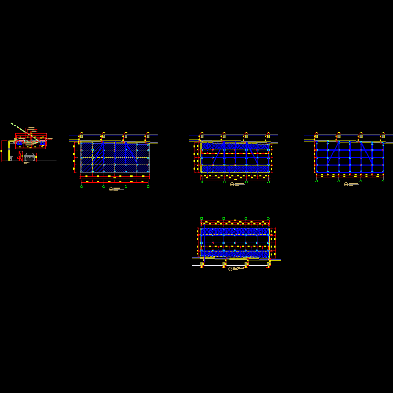 门庭矩形雨篷结构设计CAD图纸，共5张图纸 - 1