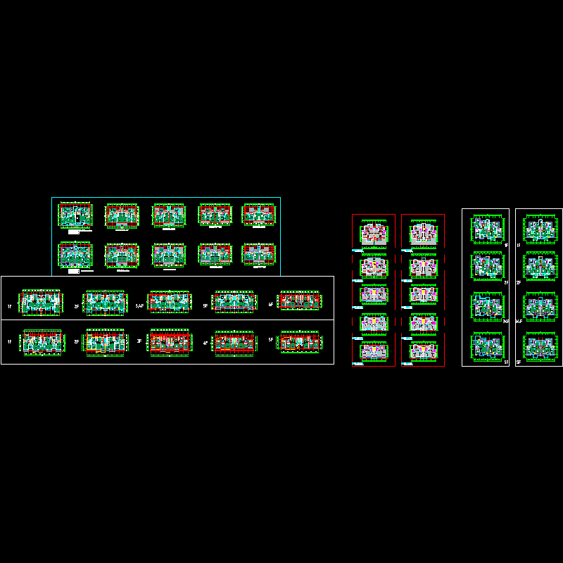 经济多层花园洋房户型图纸单体组合.dwg - 1