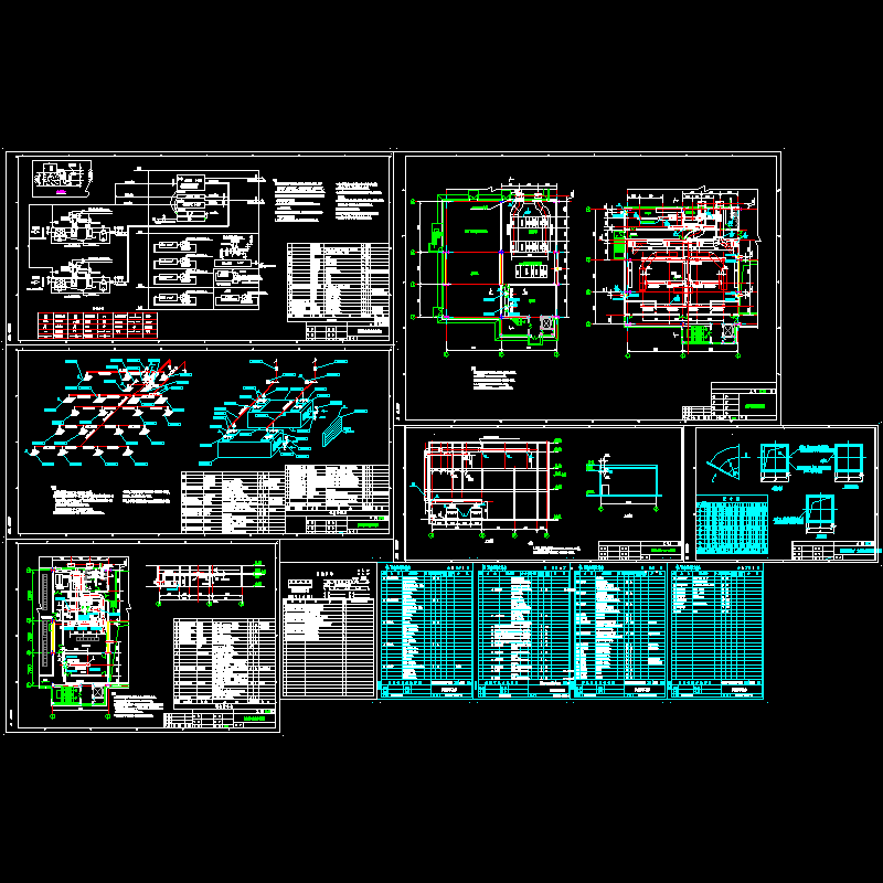 电厂集控楼空调设计cad施工图纸,流程图,剖面图和大样图 - 1