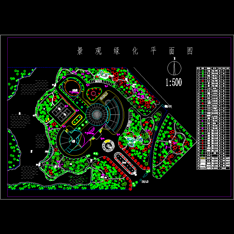 办公区景观绿化平面CAD图纸 - 1