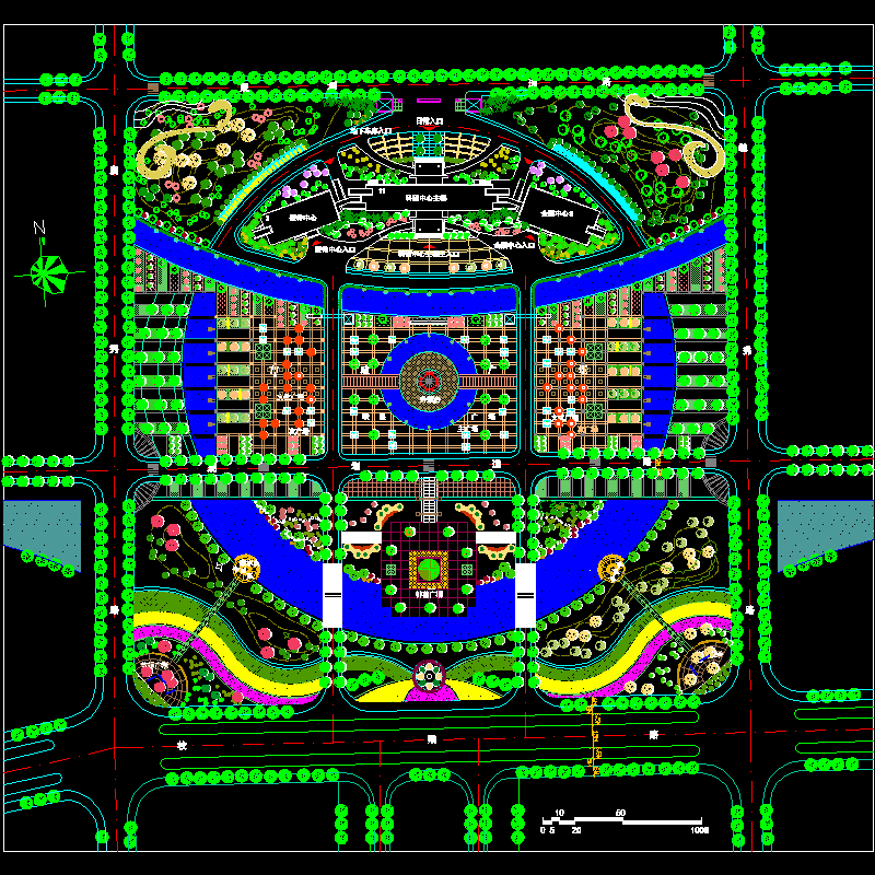 广场景观绿化规划CAD图纸 - 1