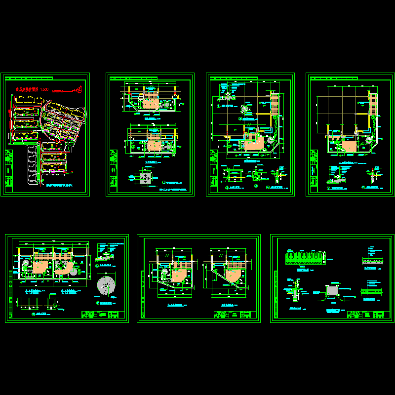 小区8种小庭院施工CAD图纸 - 1