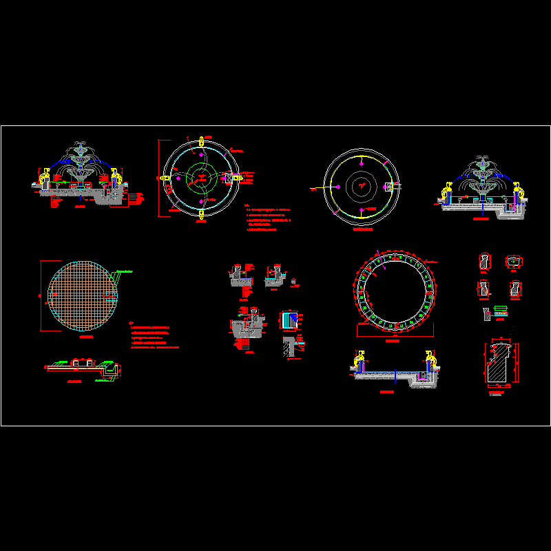 欧式水池施工CAD大样图，共18张大样图 - 1