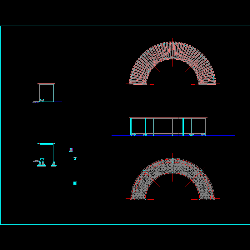 弧形构架CAD施工图纸 - 1